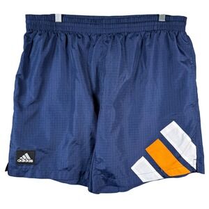 Adidas Shorts Vintage Men Large Navy Blue Ripstop Graphic Y2K Athletic Gym